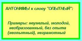 антоним к слову опытный?
