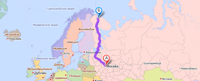 расстояние от Москвы до Мурманска