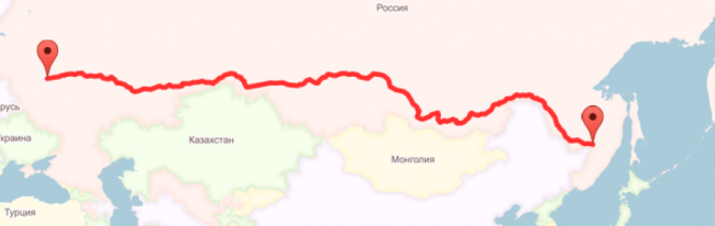 маршрут от Москвы до Хабаровска