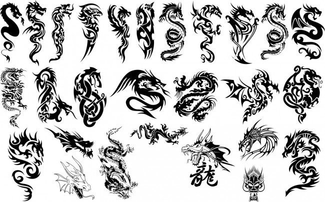 шаблоны татуировок дракона