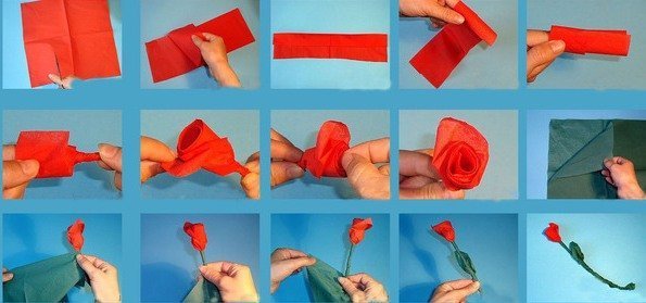 как сделать розу из салфеток