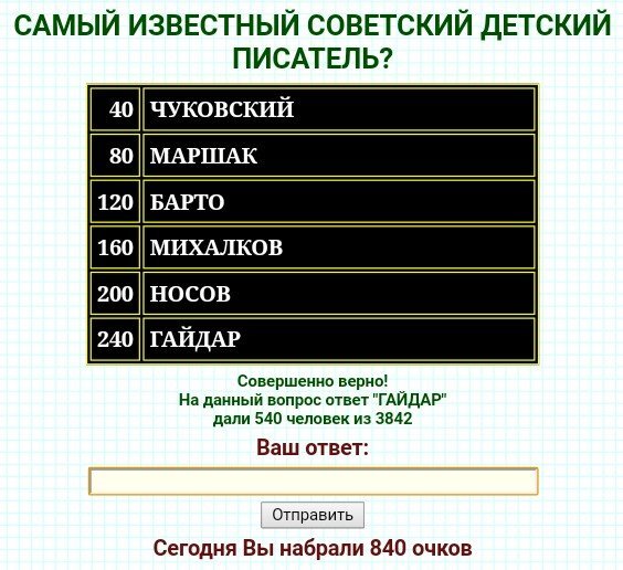 Правильные ответы