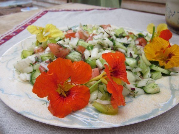 салат с цветками настурции