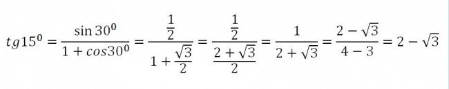 использование стандартной формулы для вычисления тангенса 15 градусов