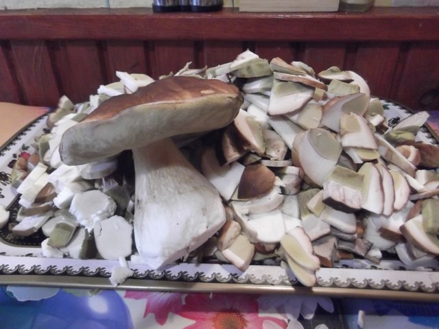 нарезка белых грибов