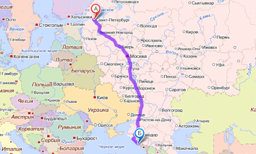 Сколько расстояние от Москвы до Краснодара
