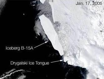 Какая площадь была у самого крупного в мире айсберга В-15?