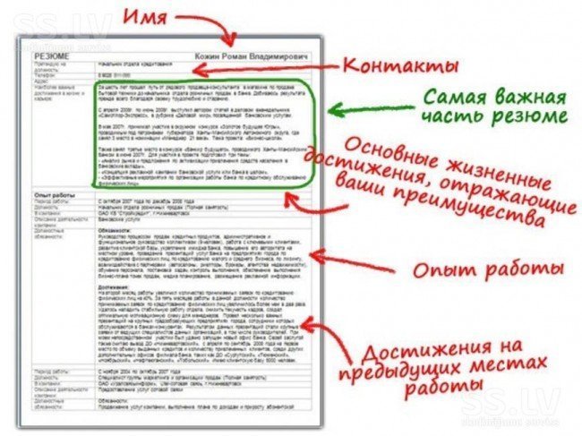 резюме при устройстве на работу