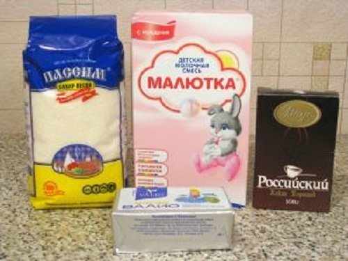 Продукты необходимые для приготовления домашних конфет.