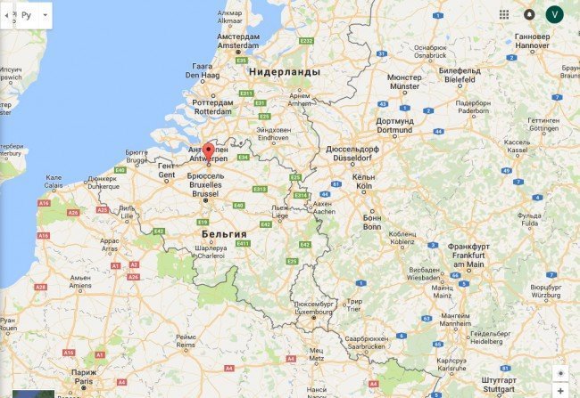 Антверпен на карте Гугл