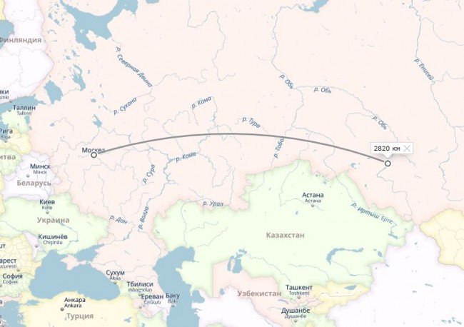 маршрут Москва - Новосибирск