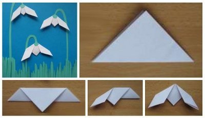 Подснежники в стиле оригами.