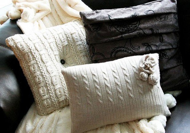 Вязанная подушка