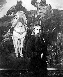 Васнецов на фоне своей картины.
