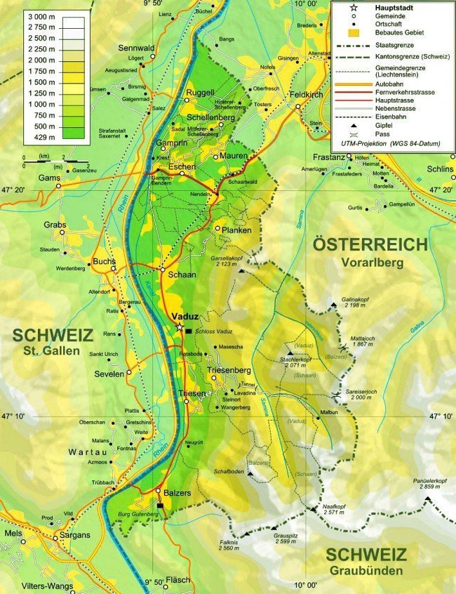 карта подробная Лихтенштейна